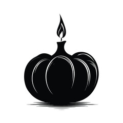 Vector silhouette set of Halloween Pumpkin with Candle Inside isolated in White background, silhouette Set, Halloween theme, Vector illustration 