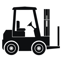 Vector art of black forklift isolated on white background