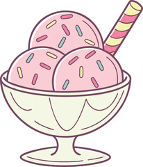 Fototapeta premium Whimsical flower shaped cookie lollipop with sprinkles and decorations surrounding, vector illustration