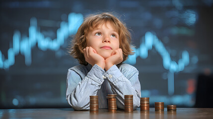 Young businessman planning future investments looking at stock market chart