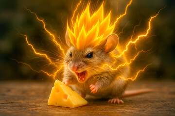 Hamster with Glowing Energy Hair