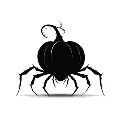 Vector silhouette set of Halloween Pumpkin with Spider Legs isolated in White background, silhouette Set, Halloween theme, Vector illustration 