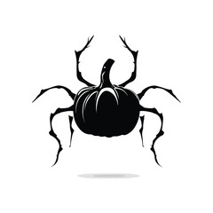 Vector silhouette set of Halloween Pumpkin with Spider Legs isolated in White background, silhouette Set, Halloween theme, Vector illustration 