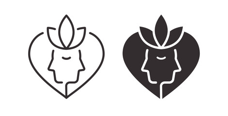 Mental wellness icons. Symbol of inner peace and self-awareness. Vector illustration.