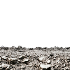 Moist soil on white background