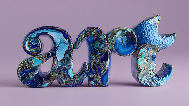 Vibrant, 3D sculpted lettering of the word "art".