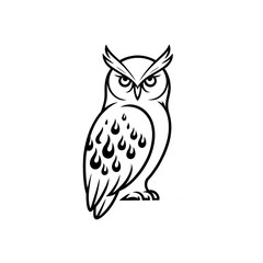 Obraz premium Intricate drawing of an owl featuring flame-like designs in its feathers on a simple background