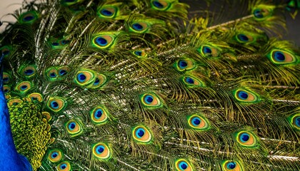 Obraz premium Peacock tail feathers closeup