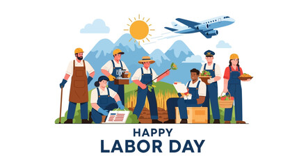 Obraz premium Diverse group celebrating Labor Day with joy, representing various professions and appreciation