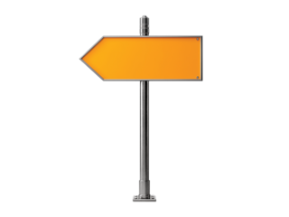  arrow sign on a metal post isolated on transparent background png