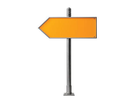  arrow sign on a metal post isolated on transparent background png