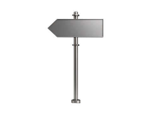  arrow sign on a metal post isolated on transparent background png
