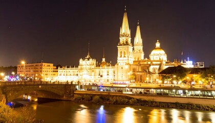 Obraz premium City cathedral at night