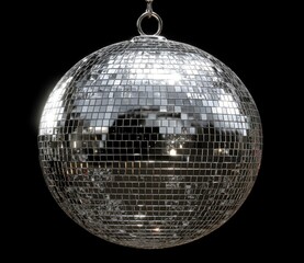 Shiny disco ball against black background