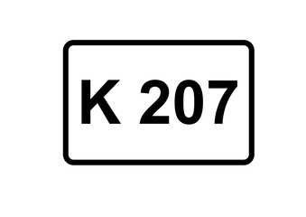 Fototapeta premium Illustration eines Kreisstraßenschildes der K 207 in Deutschland 