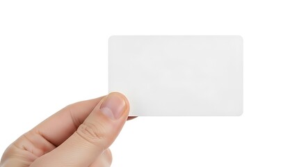 Fototapeta premium Hand holding a blank white card isolated on white background