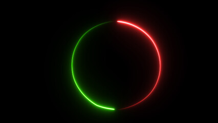 A mesmerizing neon portal glows with transitions from vibrant red to lush green on black