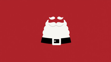 Logo design featuring a white beard and belt on a red background, a vector graphic of the waist of Santa Claus with a black sash