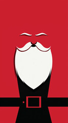 Logo design featuring a white beard and belt on a red background, a vector graphic of the waist of Santa Claus with a black sash