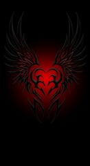 Red glowing tribal wings with dark heart center