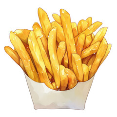 Potato chips in a paper box watercolor style isolated on white background