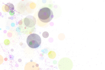 Copy space colorful bokeh effect and little purple sparkles overlay on a transparent background.