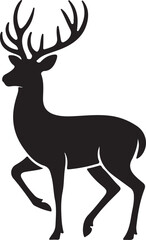 Obraz premium Silhouette of a majestic stag with large antlers, walking gracefully