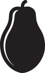 Simple Black Silhouette of a Pear on a White Background