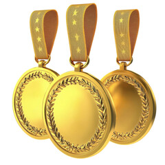 Ranking medals on white background