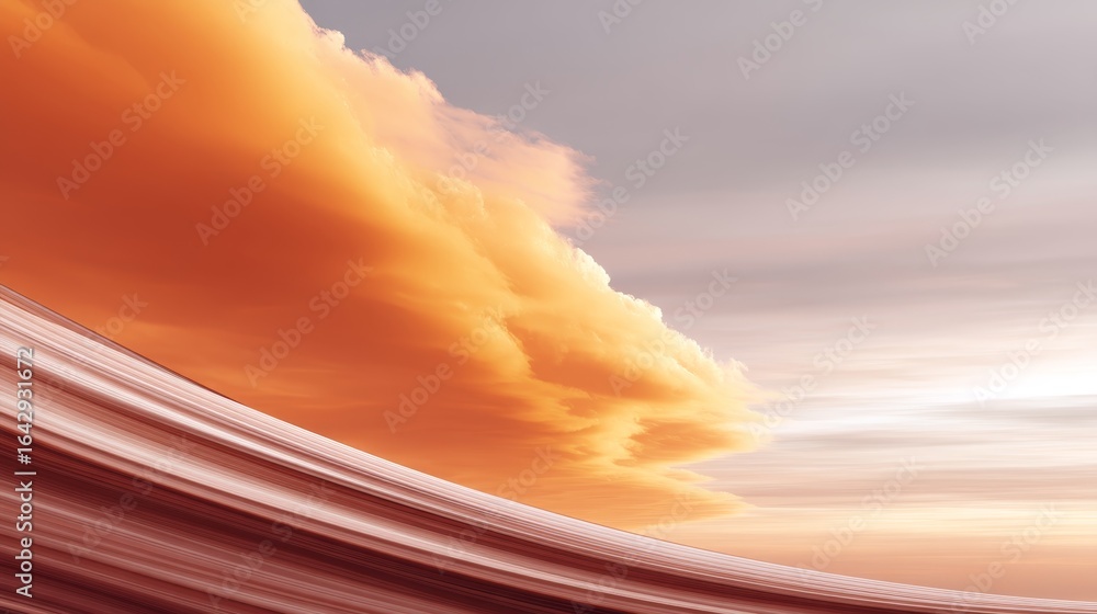 Aufkleber vibrant abstract scene with swirling digital patterns and dreamy orange sky background featuring dyn