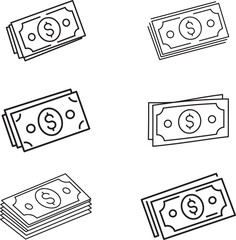 Hand Drawn Money Stacks Illustration for Finance Investment and Business Concepts