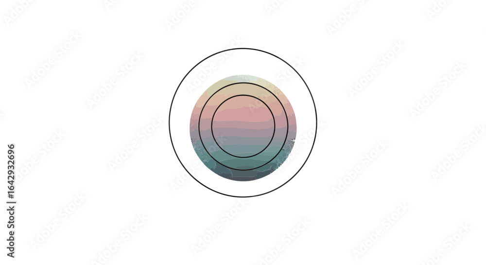 Poster mesmerizing abstract concentric circles with smooth color gradient, evoking blended harmony and visu