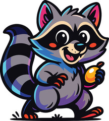 Fototapeta premium Cute Raccoon With Smiley Face
