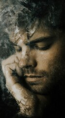 Close-up portrait of a contemplative man.