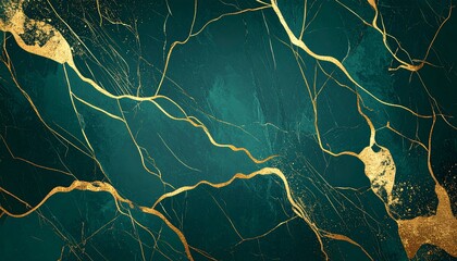 Dark emerald green and gold abstract HD background, luxurious texture, elegant for formal presentation