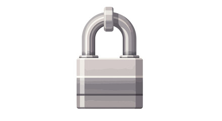 Fototapeta premium Silver metallic padlock icon representing security, privacy, and data protection. A closed lock vector illustration on white.