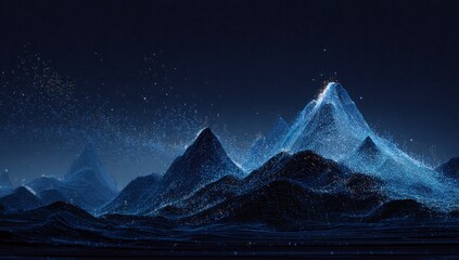 Digital mountains, starry night