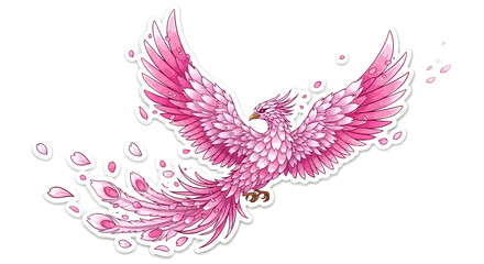 Obraz premium Enchanting Pink Phoenix Illustration with Flowing Feathers and Magical Aura