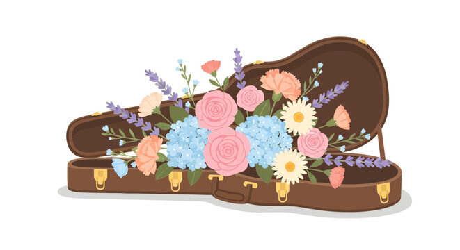 Floral Tribute A Violin Case Filled with Flowers