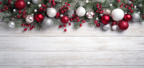 The festive arrangement of colorful ornaments and greenery for holiday celebrations.