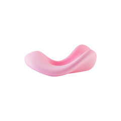 Pink Wavy Shape with Smooth Curves and Modern Abstract Design Isolated on White Background