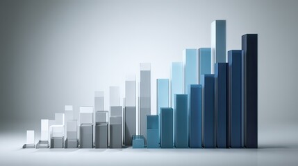 Modern Abstract Bar Graph Visualization of Growth in Business and Financial Metrics with Gradient Color Scheme