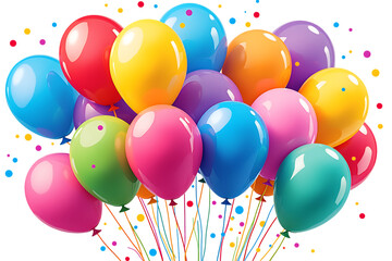 Colorful party balloons isolated on white background festive celebration illustration