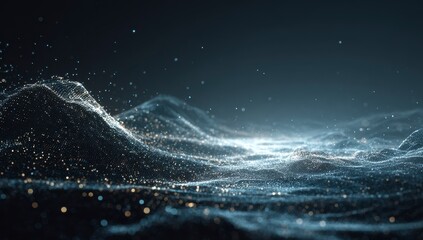 Abstract digital landscape with particles