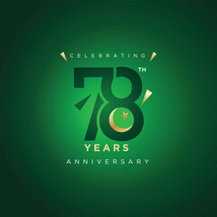 14th august happy independence day Pakistan 78 years logo greetings. vector illustration design.