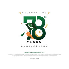 14th august happy independence day Pakistan 78 years logo greetings. vector illustration design.