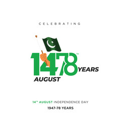 14th august happy independence day Pakistan 78 years logo greetings. vector illustration design.