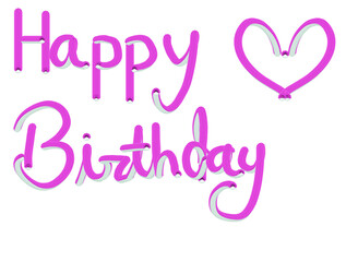 Sparkling Happy Birthday greeting with heartfelt love on a black on transparent background