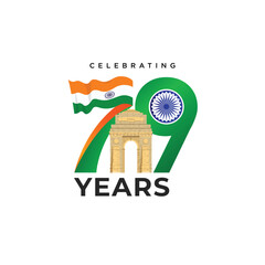 79th years 15 August happy independence day India Vector Design Illustration. With white background.