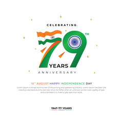 79th years 15 August happy independence day India Vector Design Illustration. With white background.